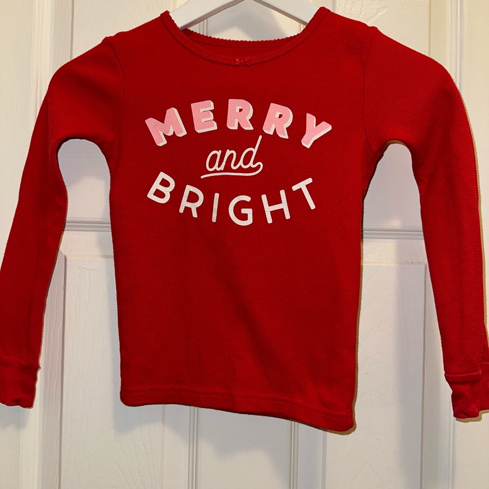 Carter’s - Merry and Bright Thermal Longsleeve PJ Top - EUC Christmas Holiday